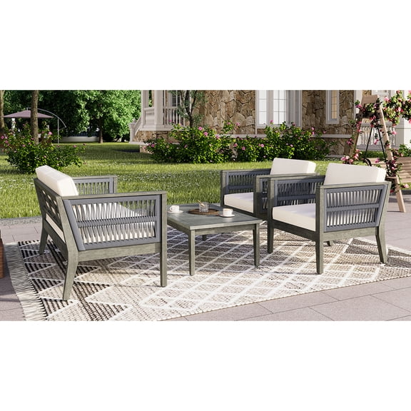 Grey Finish Furniture - Slatted Table for Easy Cleaning - Garden, Patio, Poolside - Low-Maintenance Outdoor Use