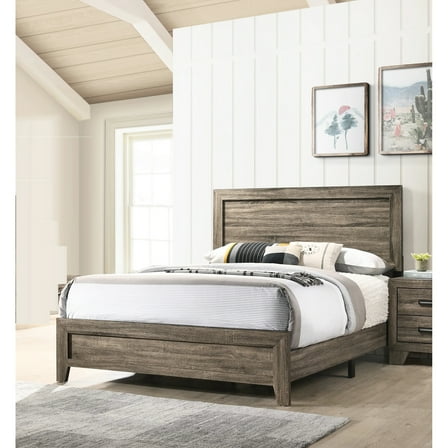 Grey Finish King Size Bed, Beautiful Wood Bedroom Furnishing Bed With Grey Finish, Stylish Option