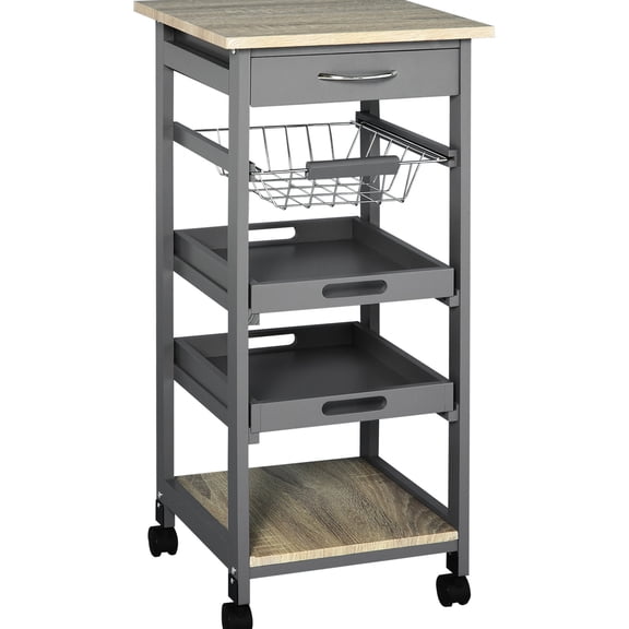 Small Kitchen Island - Wire Basket Storage - Living & Bedroom - Flexible Placement