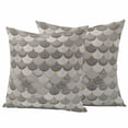 thumbnail image 1 of Grey Fish Scale Outdoor Waterproof Pillow Covers, Modern Geometric Gold Abstract Moroccan Decorative Square Throw Pillowcase Sofa Cushion Sham for Patio/Couch/Chair, 16"x16" 2 Pack, 1 of 8