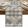 thumbnail image 1 of Grey Fish Scale Table Runner - 70 Inch Long, Kitchen Dining Table Runner Dresser Scarves, Modern Geometric Gold Abstract Moroccan Farmhouse Decor for Coffee Tables Wedding Party Banquet, 1 of 8
