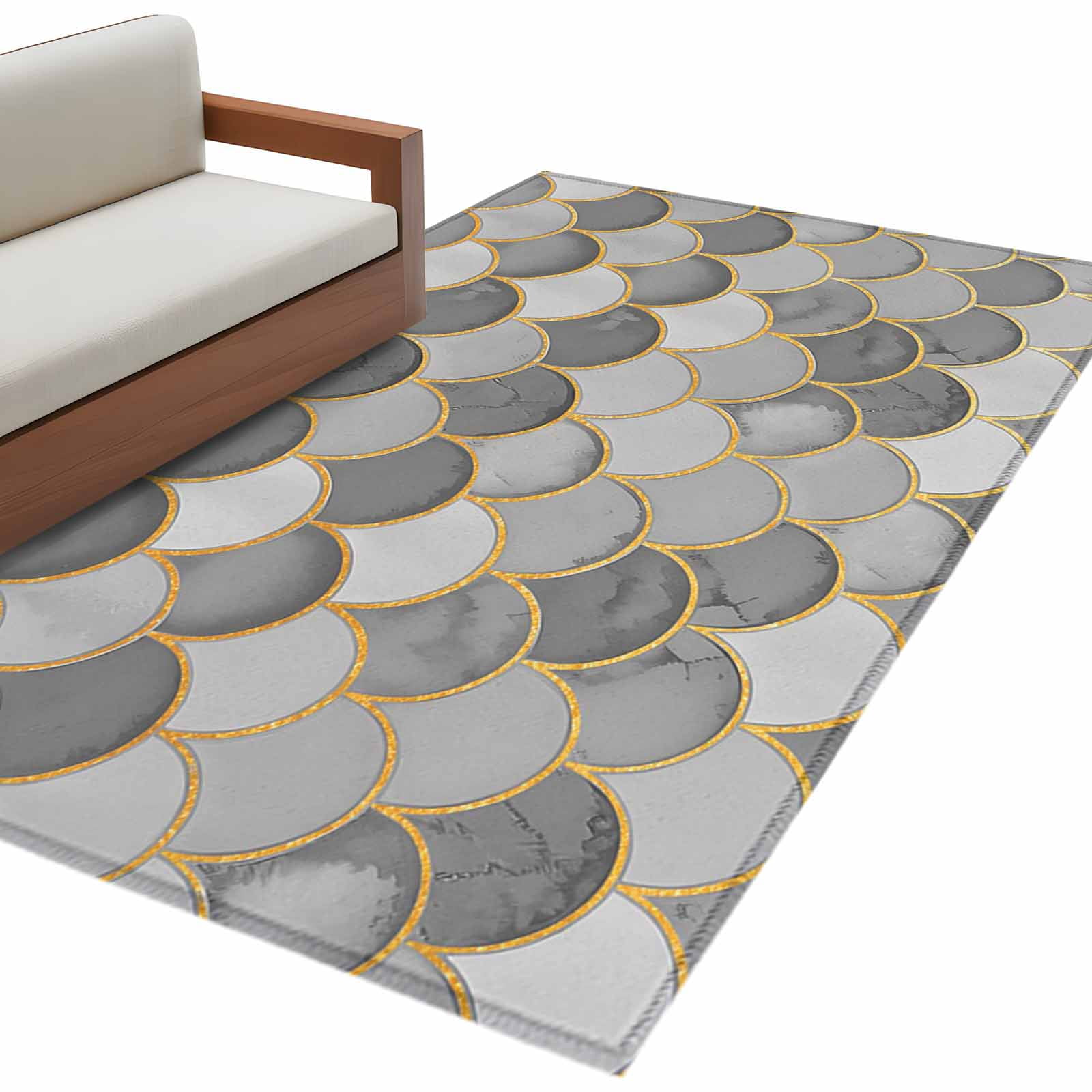 Grey Fish Scales Area Rug 3x5ft Ombre Fish Tail Abstract Art Vintage ...