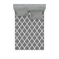 thumbnail image 1 of Grey Fitted Sheet & Pillow Sham Set, Quatrefoil Pattern Barbed Design Geometric Leaf Print Lattice Country Life Inspired, Decorative Printed 6 Piece Bedding Decor Set, Queen, Grey White, by Ambesonne, 1 of 3