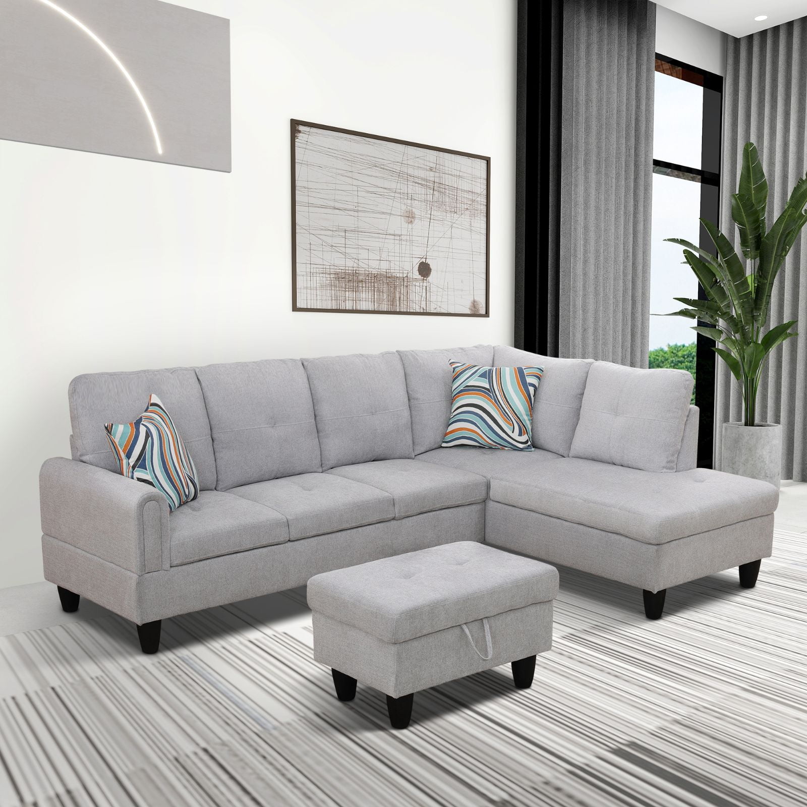 Grey Flannel Living Room Sofa Set - Walmart.com