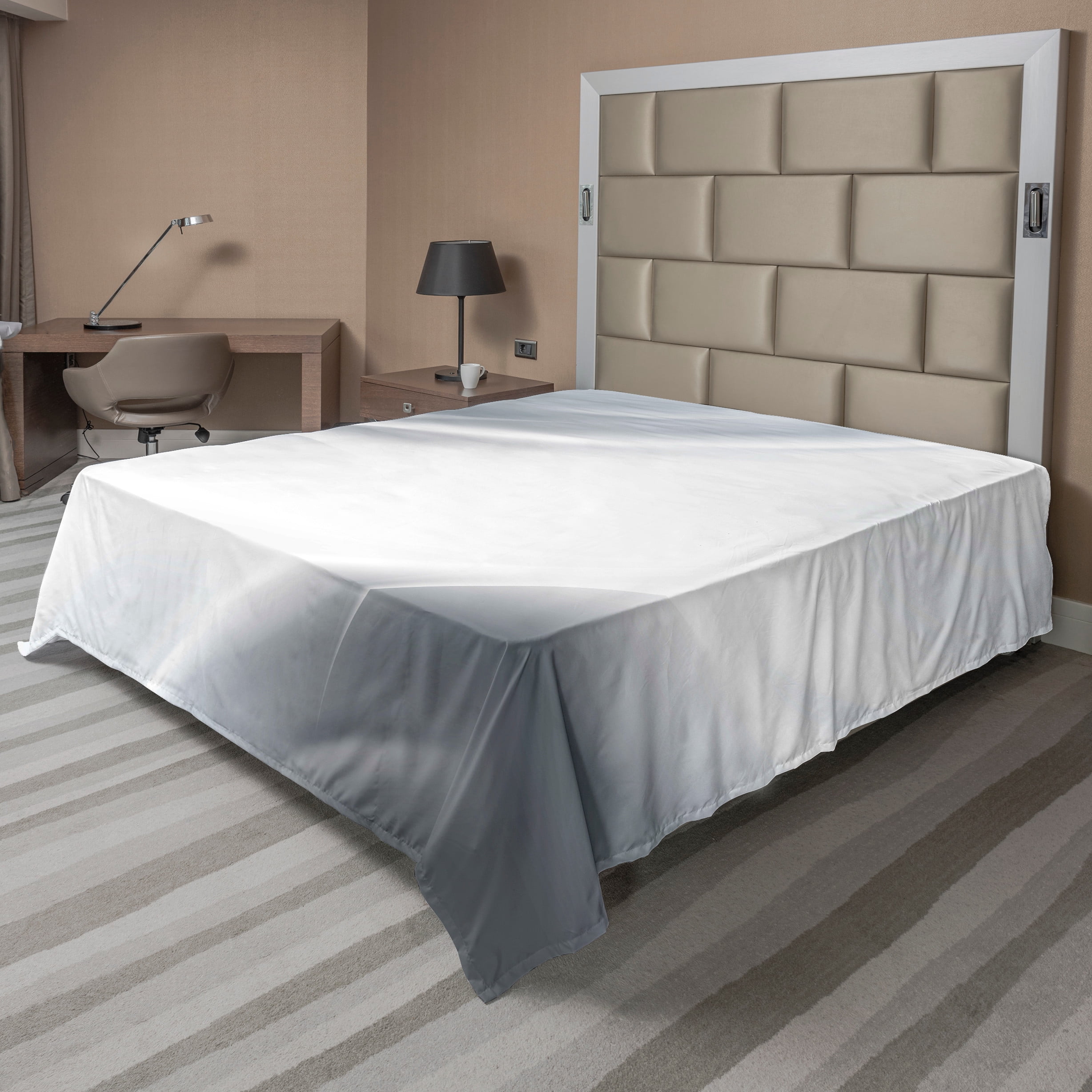Grey Flat Sheet, Abstract Framework with Ombre Inspired Design Corners