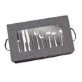 thumbnail image 1 of Grey Flatware Storage Case Box,Tableware Cutlery Utensil Storage Container with Cover/Lid,Silverware Organizer and Adjustable Compartments for Flatware Organization, 1 of 6