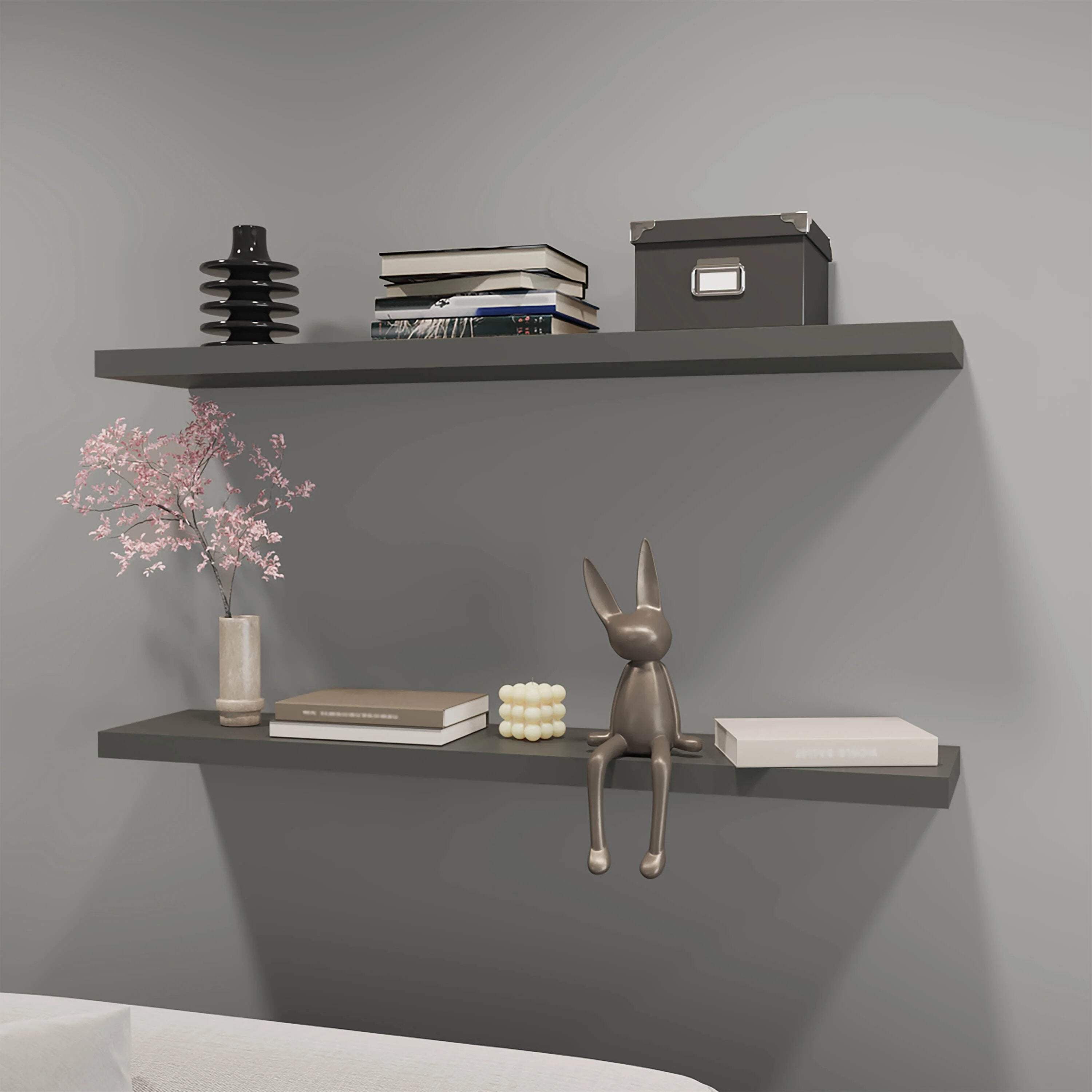 Grey Floating Shelf 2 Or Less Grey Floating Horizontal Primary Living ...