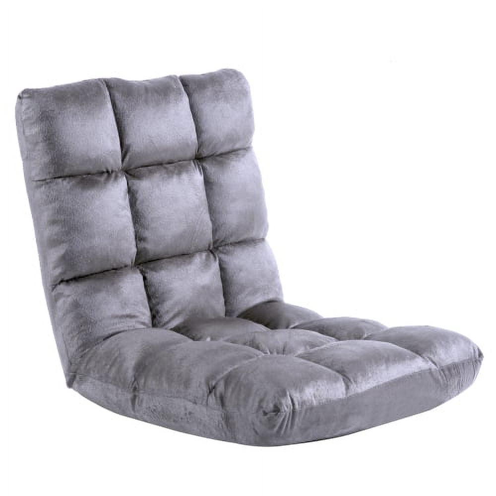 Grey Floor Chair with Back Support, Folding Sofa Chair with 5