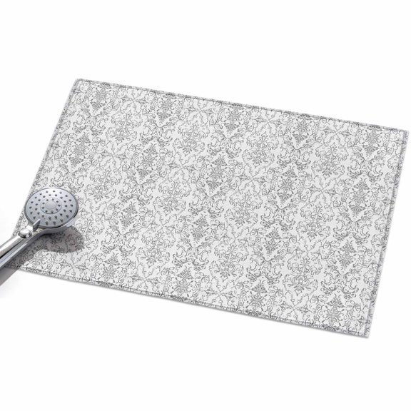 Grey Floral Area Rug, Ethnic Middle East Non-Slip Felt Rubber Backing Rectangle Indoor Carpet Washable Rugs for Living Room Bedroom 2x3ft