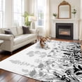 thumbnail image 1 of Grey Floral Rustic Area Rug 5x8 FT, Non Slip Bedroom Throw Carpet, Spring Farmhouse Botanical Floral Washable Soft Floor Carpet Non-Shedding Rug for Living Room Nursery Dorm Office, 1 of 9
