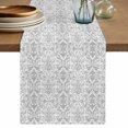thumbnail image 1 of Grey Floral Table Runner, Ethnic Middle East Cotton Linen Kitchen Table Decoration Washable Dining Tabletop Runners for Home Party Decor 13x108 Inches, 1 of 9
