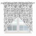 thumbnail image 1 of Grey Flower Kitchen Window Curtains, Swag Curtains Valance for Bedroom Living Room Bathroom, Vintage Farmhouse Boho Leaf Spring Plant Rod Pocket Window Treatment Curtain Block Drapes 2 Panels 36"x63", 1 of 9