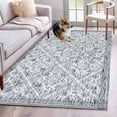 thumbnail image 1 of Grey Flowers 3'x5' Washable Rug, Spring Floral Farmhouse Retro Art Non-Slip Area Rugs for Entryway Kitchen Classroom, StainResistant Dorm Throw Carpet, Low Pile Soft Indoor Floor Mat, 1 of 9
