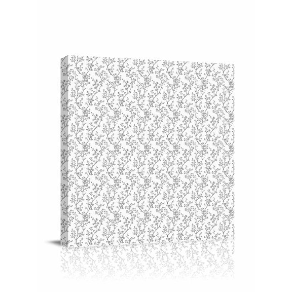 Grey Flowers Canvas Wall Art, Branches Plants Framed Wall Decor Modern Artwork Prints Painting for Living Room, Bedroom, Kitchen & Cafe Decor 28x28 Inch