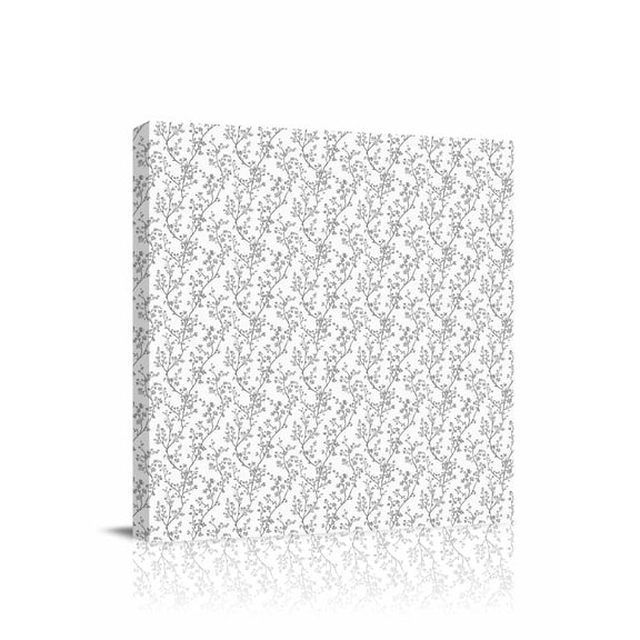 Grey Flowers Canvas Wall Art, Branches Plants Framed Wall Decor Modern Artwork Prints Painting for Living Room, Bedroom, Kitchen & Cafe Decor 8x8 Inch