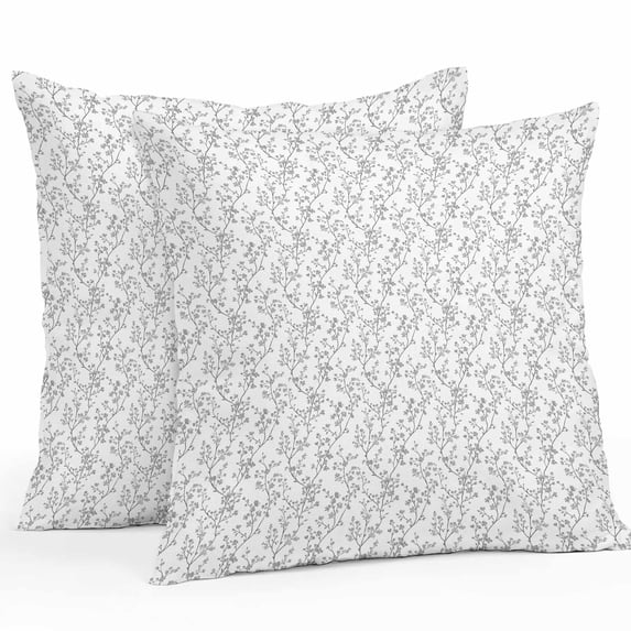 Grey Flowers Outdoor Pillow Covers Pack of 2 Branches Plants Waterproof Throw Pillow Covers Decorative Cushion Cases for Patio Garden Tent Balcony Couch 16x16 inch