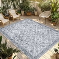 thumbnail image 1 of Grey Flowers Outdoor Rug for Patio/Deck/Porch, Non-Slip Large Area Rug 4 x 6 Ft, Spring Floral Farmhouse Retro Art Indoor Outdoor Rugs Washable Area Rugs, Reversible Camping Rug Carpet Runner, 1 of 8