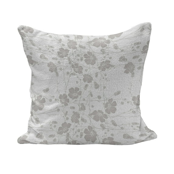 Grey Fluffy Throw Pillow Cushion Cover, Natural Beauty Flower Hand Drawn Peonies Bouquet Florets Romantic Feminine Home Design, Decorative Square Pillow Case, 28" x 28", Pale Grey, by Ambesonne