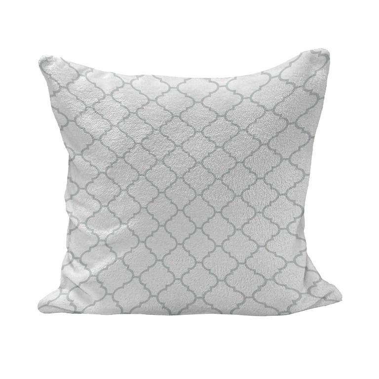 Grey Fluffy Throw Pillow Cushion Cover Simple Monochrome Patterns Geometric Linked Forms on Plain Background Modern Rectangle Accent Pillow Case 36 x 16