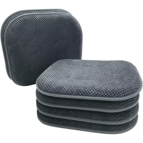 Grey Foam Seat Cushions Kitchen Chairs Pads for Dining Chairs 6 Pack Non Slip Patio Seat Cushions Washable U Shaped Soft Thick Large Metal Wooden Chair Cushions,17" x 15"