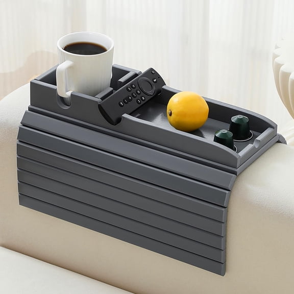 Grey Foldable Couch Armrest Tray