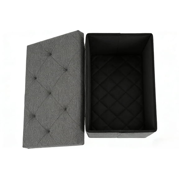 Grey Foldable Storage Ottoman Bench with Padded Seat, Multi-Functional Storage Bench, Ideal as Living Room Chest or Bedroom Storage Box, Supports 660lbs, Space-Saving Storage Bins