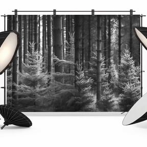 Grey Forest Backdrop for Photoshoot,Photography Photo Studio Background Wall Backdrop,Mysterious Primitive Forest Pine Tree Back Drop Banner Panel for Portraits Wedding Party Live Streaming 12x8Ft