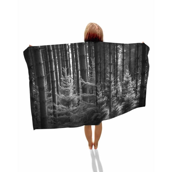 Grey Forest Beach Towels Oversized Super Absorbent, Mysterious Primitive Forest Pine Tree Lightweight Bath Towel Quick Dry Sets For Bathroom/Pool/Rv Camping/Beach Play/Gym Room/Picnic 35"x70"