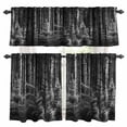 thumbnail image 1 of Grey Forest Kitchen Curtains Sets for Windows 36 Inch Length, Mysterious Primitive Forest Pine Tree Rod Pocket Window Treatments Tier Curtains and Valances Set for Bedroom/Bathroom, 1 of 8