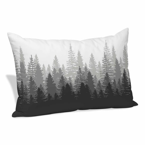 Grey Forest Pillow Covers 20x36 Inch, Nature Woodland Tree Misty Forest Silhouette Landscape Soft Brushed Throw Pillow Covers with Hidden Zipper Decorative Pillowcase for Bedroom Sofa Couch