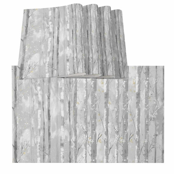 Grey Forest Placemats for Dinning Table Set of 4,Gray Tree Oil Painting Contemporary Abstract Art Burlap Kitchen Place Mats Waterproof Cloth Table Mats,Indoor Outdoor Placemats Dinner Decor