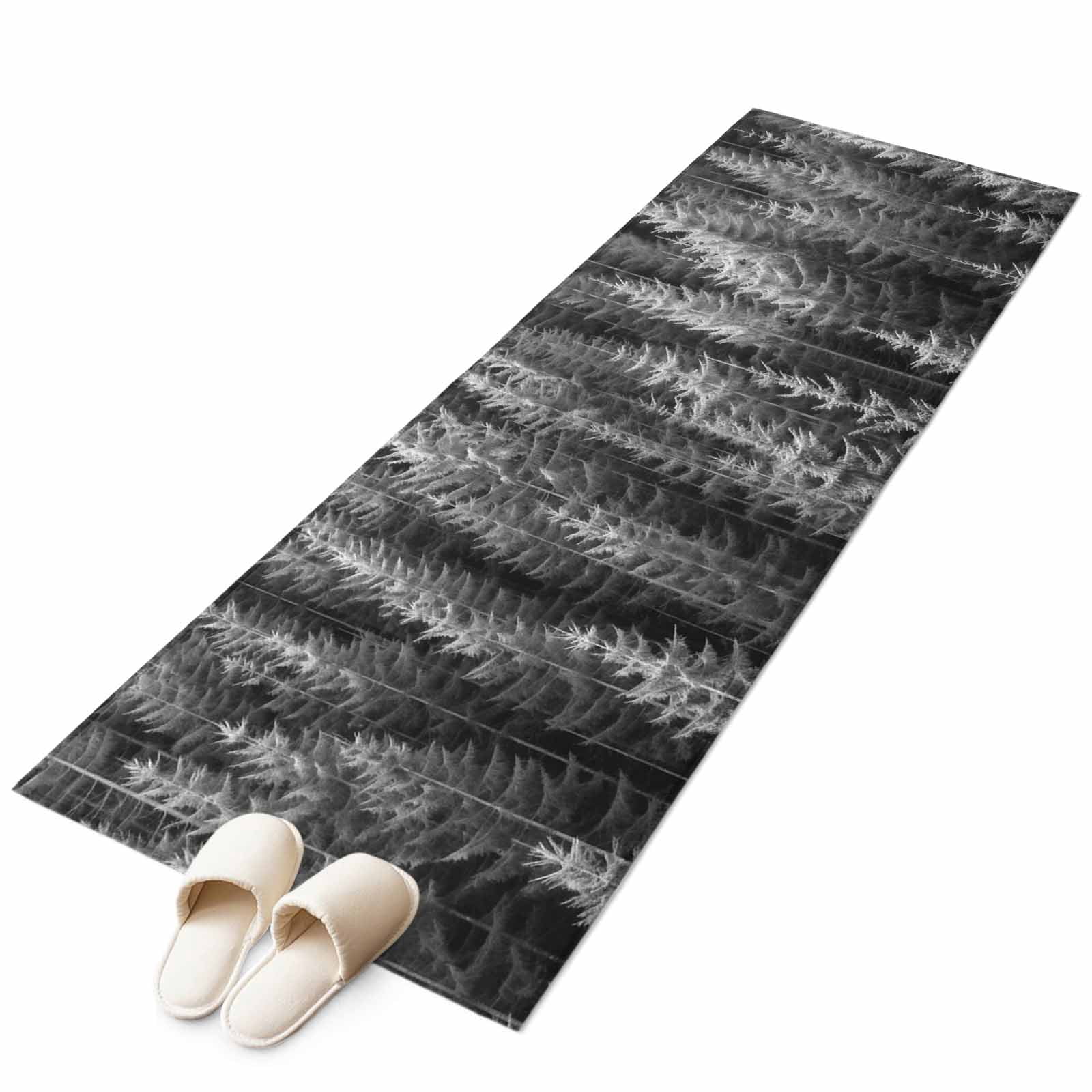Grey Forest Runner Rug 2x6 FT, Non Slip Hallway Carpet, Pine Tree ...