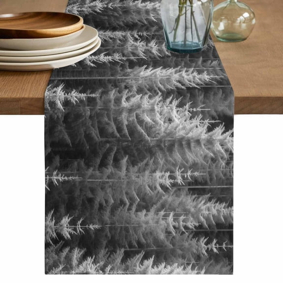 Grey Forest Short Table Runner 36 Inches Long,Pine Tree Summer Botanical Modern Art Cotton Linen Table Runners Dresser Scarves,Fabric Tabletop Scarf Furniture Cover for Home Dinner Party 13"x36"