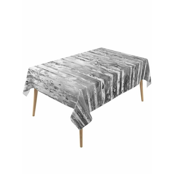 Grey Forest Table Cloth, Modern Oil Painting Art Waterproof Tablecloth for Rectangle Tables, Reusable Washable Fabric Table Cover for Restaurant Kitchen Dining Tables 60"x120"