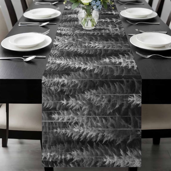 Grey Forest Table Runner 90 Inches Long, Pine Tree Summer Botanical Modern Art Kitchen Coffee Dining Table Decoration for Home Party Birthday Wedding Home Decor 13x90 Inches