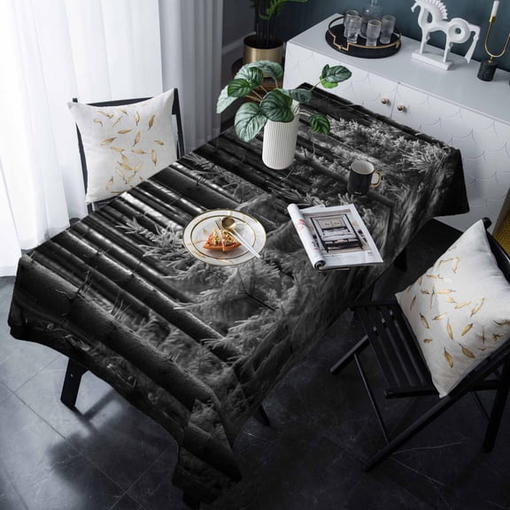Grey Forest Tablecloth Rectangle Table Cloth 60x120 , Waterproof Tablecloth Outdoor Table Cloth, Mysterious Primitive Forest Pine Tree Washable Table Cover for Kitchen Dining Party