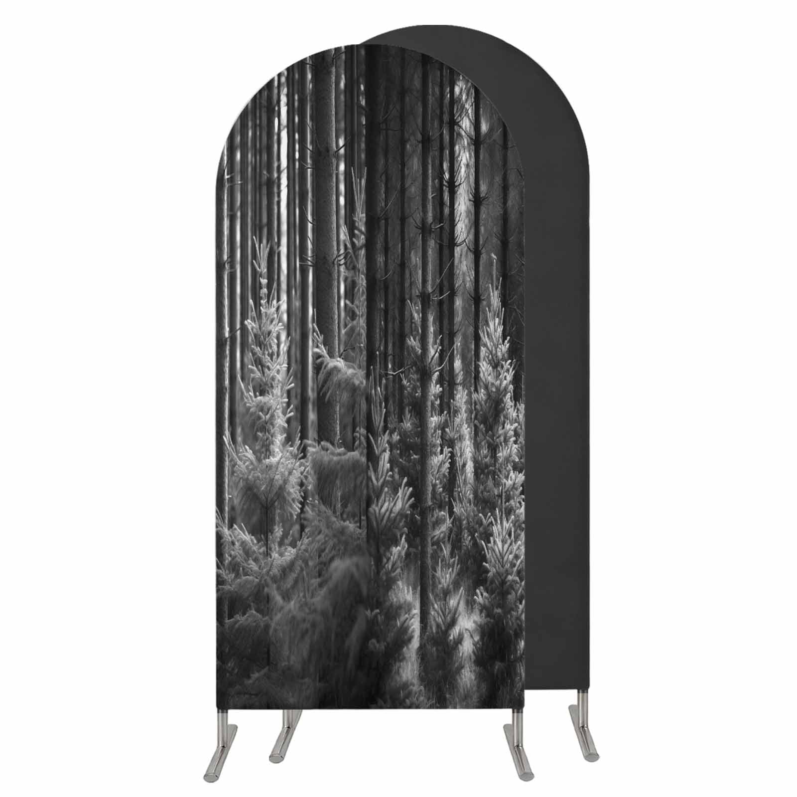 Primitive Backdrop Grey Forest Wedding Arch Cover, Stretchy Spandex Arch Backdrop Stand ...