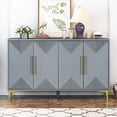 thumbnail image 1 of Grey Four-door Cabinet With Geometric Pattern - Functional And Stylish For Dining Room , Adjustable Shelves, Contemporary Look Modern Fits Living Spaces, 1 of 7