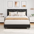 thumbnail image 1 of Grey Full Bed Frame with Upholstered Headboard,Heavy-Duty Platform Bed Frame with Strong Wood Slats, No Box Spring Needed/Easy Assembly/Noise Free, 1 of 9