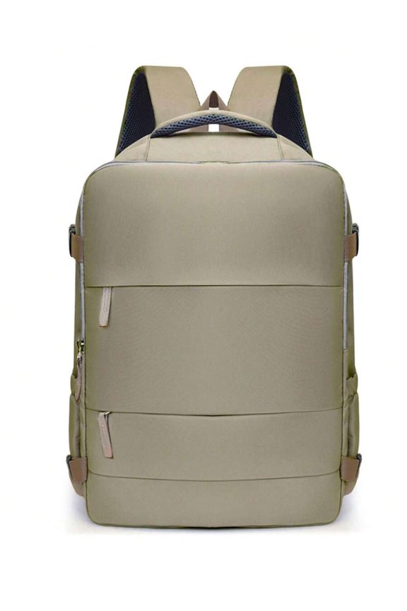 Grey Functional Travel Backpack With Laptop Sleeve, Large Capacity