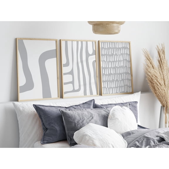 Grey Gallery Wall Modern Wall Art Grey Abstract, Poster Only