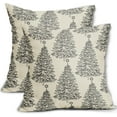 thumbnail image 1 of Grey Gary Christmas Pillow Covers 18x18 Set of 2 Xmas Tree Star Rustic Holiday Print Decorative Outdoor Pillowcases Farmhouse Vintage Winter Decorations Throw Cushion Case Decor for Couch Sofa Bed, 1 of 6