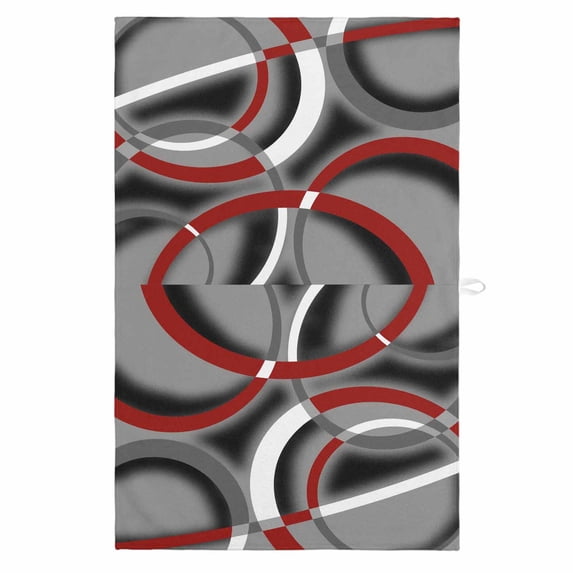 Grey Geometric 1 Pack Kitchen Towel, Water Absorbent Dish Towel, Modern Abstract Black White Red Striped Decorative Hand Towels - Quick Drying Cloth for Cooking Baking, 18x28 Inch