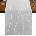 thumbnail image 1 of Grey Geometric 48 Inch Table Runner, Modern White Stripe Abstract Distortion Art Farmhouse Dresser Scarf Cotton & Linen Tablerunner for Dining/Kitchen Island/Holiday Party Décor 13" x 48", 1 of 9