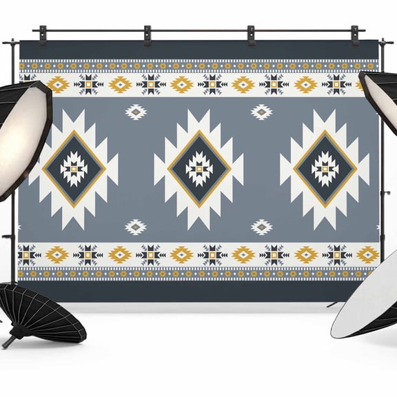 Grey Geometric Backdrop for Photoshoot,Photography Photo Studio Background Wall Backdrop,Boho Aztec Southwest Abstract Plaid Back Drop Banner Panel for Portraits Wedding Party Live Streaming 8x6Ft