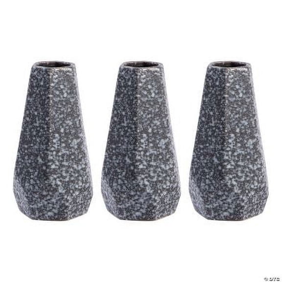 Grey Geometric Ceramic Vases, Party & Gift, Home Decor, 3 Pieces
