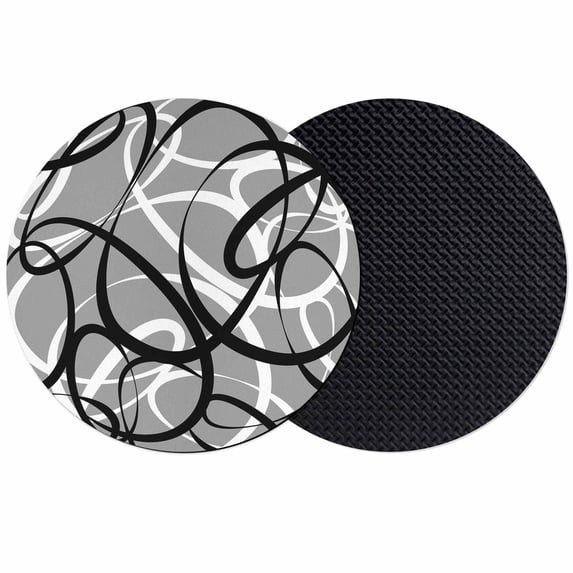 Grey Geometric Coasters Set of 2, Absorbent Coasters for Drinks, Retro Black White Abstract Striped Lines Coaster for Desk Coffee Table Protection, Home Decor House Warming Gifts 4"