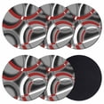 thumbnail image 1 of Grey Geometric Coasters Set of 6, Modern Abstract Black White Red Striped Absorbent Coasters for Drinks, Coaster for Bar Office Dining Coffee Table Accessories Decor, Non Slip Round Desk Coaster, 1 of 9