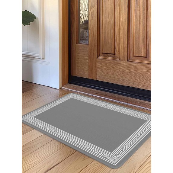 Grey Geometric Door Mat Indoor Outdoor Entrance, Non Slip Rug for Kitchen Bathroom Entryway Rug, Bohemia Tribal Farm Tribal Patterned Washable Doormat Floor Mat 20x31.5 Inch