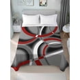 thumbnail image 1 of Grey Geometric Full Size Flat Sheet, Wrinkleproof & Fadeproof Cooling Flat Bed Sheet Only, Modern Abstract Black White Red Striped Breathable Soft Bedding Top Sheets 81 x 96 Inches, 1 of 8